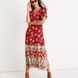 Madewell Tulip Sleeve Maxi Dress in Tall Sunflowers Faux Wrap AB328
